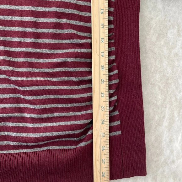 NWT 89th & Madison Womens Burgundy Red 3/4 Sleeve Striped Pullover Sweater Sz 1X - Picture 6 of 8
